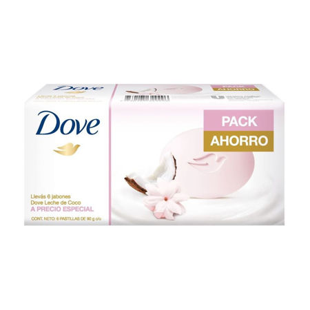 Imagen de Jabon Dove 90 g Pack 6 unidades Leche de Coco