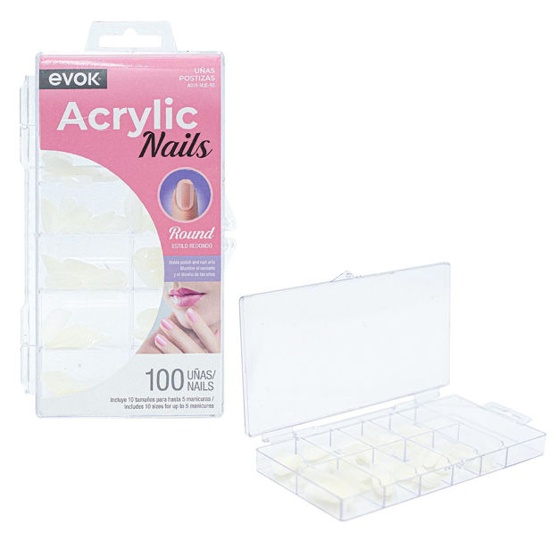 Imagen de Uñas Postizas de Acrilico Redondas Evok 100 u