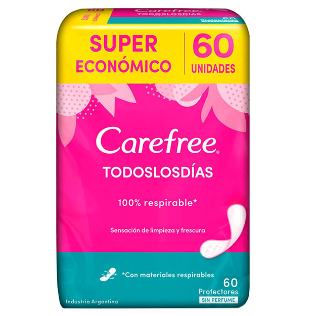 Imagen de Protectores Diarios Carefree Todos los Dias sin Perfume 60 u