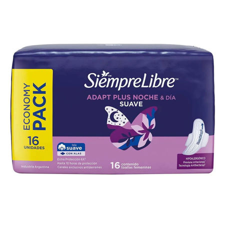 Imagen de Toallas Femeninas Siempre Libre Adapt Plus Noche y Dia 16 u