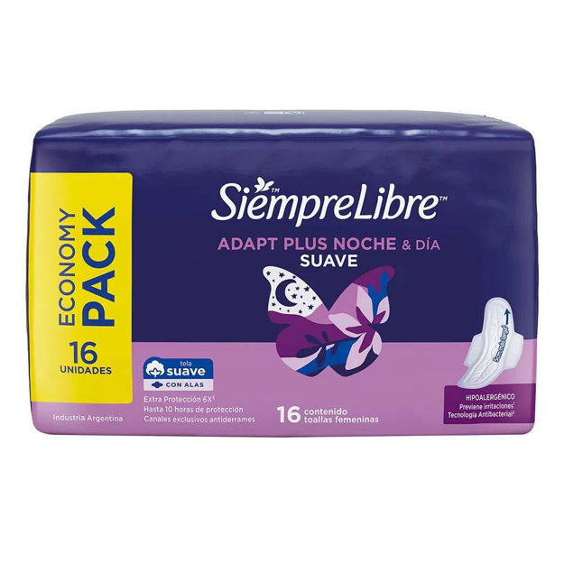 Imagen de Toallas Femeninas Siempre Libre Adapt Plus Noche y Dia 16 u