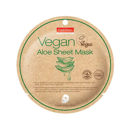 Imagen de Mascarilla Vegana Biodegradable con Aloe Purederm