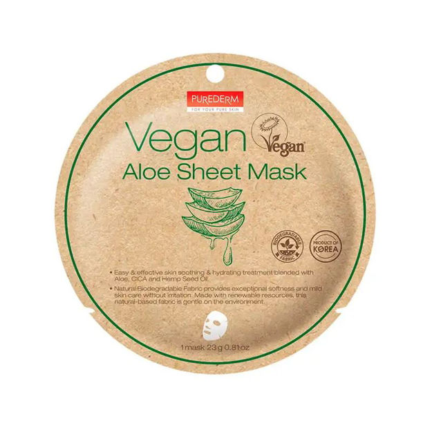 Imagen de Mascarilla Vegana Biodegradable con Aloe Purederm