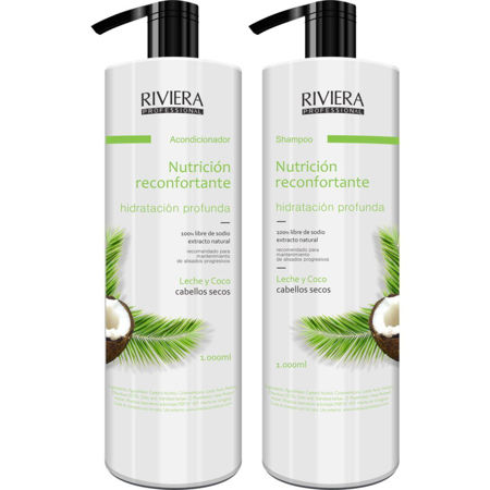 Imagen de Pack Riviera Shampoo + Acondicionador 1 lt Leche y Coco