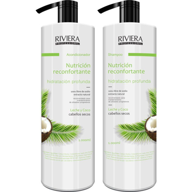 Imagen de Pack Riviera Shampoo + Acondicionador 1 lt Leche y Coco