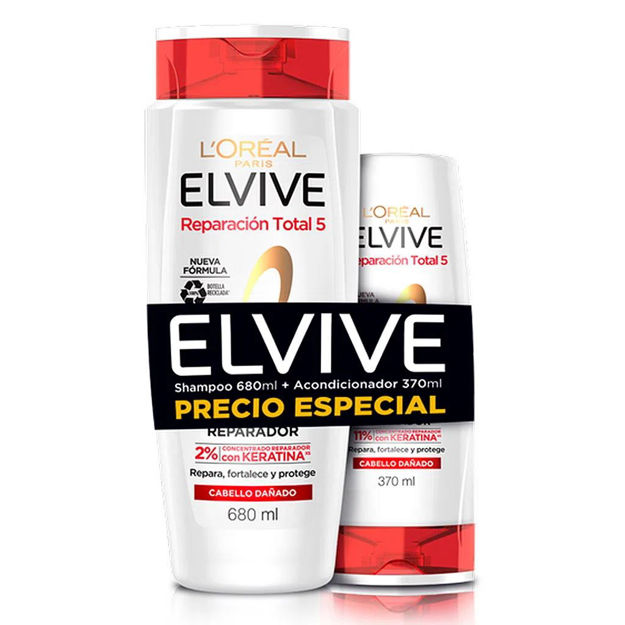Imagen de Pack Elvive Shampoo 680 ml + Acondicionador Reparacion Total