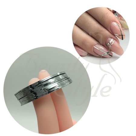 Imagen de Hilo para Decorar Uñas Plateado Beauty Style 1 unidad