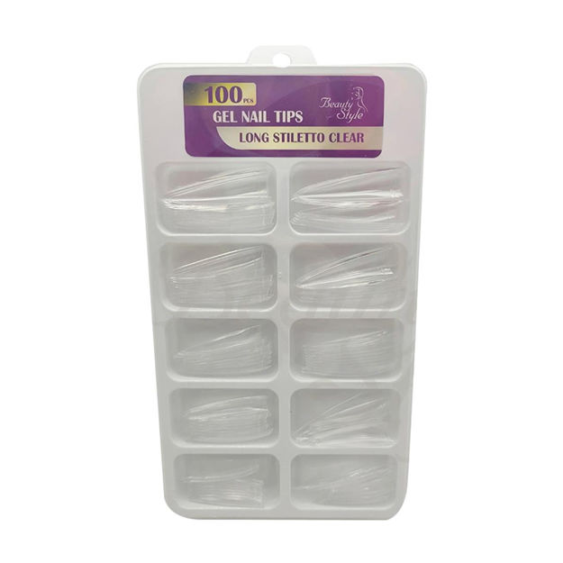 Imagen de Tips para Uñas Long Stiletto Clear Beauty Style 100 u
