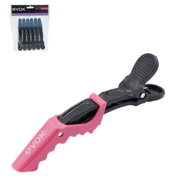 Imagen de Pinzas de Cocodrilo para Cabello Evok 6 unidades