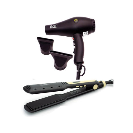 Imagen de Kit Secador Profesional 1800 W + Plancha Steam Iron Evok