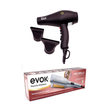 Imagen de Kit Secador Profesional 1800 W + Plancha Procare Evok