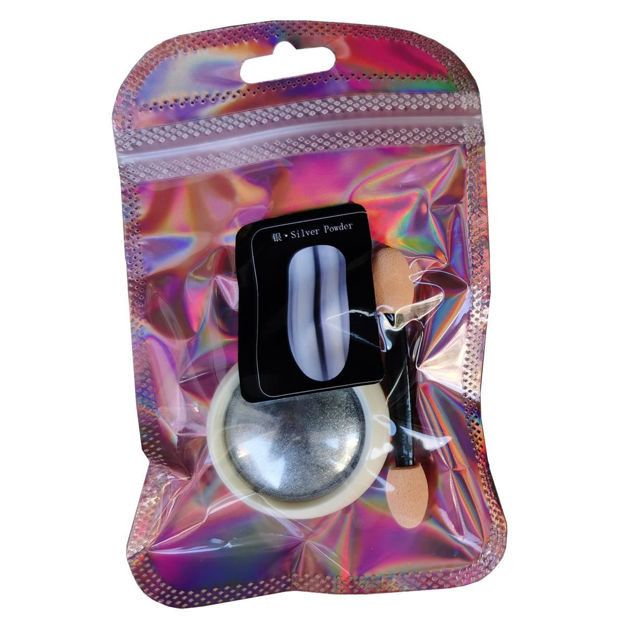 Imagen de Decoración de Uñas Efecto Espejo Plateado Beauty Style