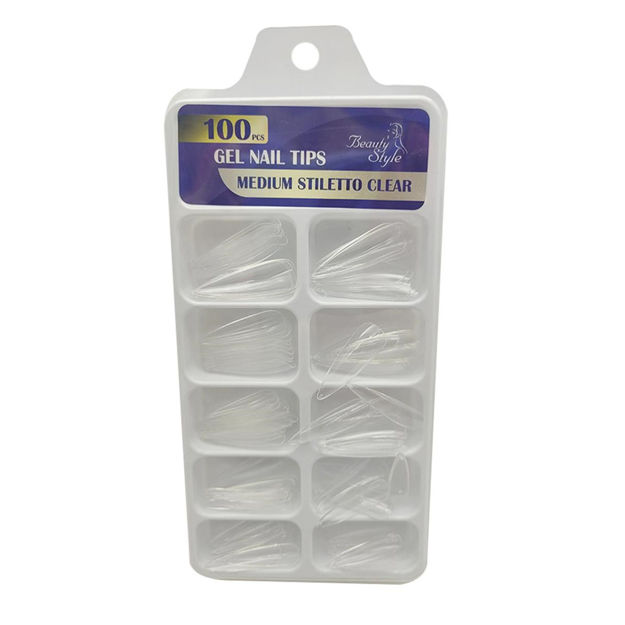 Imagen de Tips Medium Stiletto Clear Beauty Style 100 u