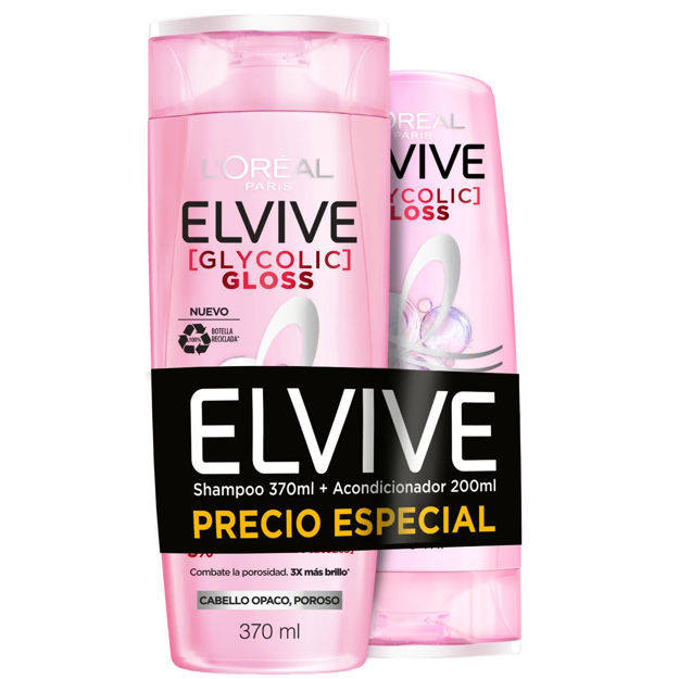 Imagen de Pack Elvive Shampoo 370 ml + Acondicionador Glycolic Gloss