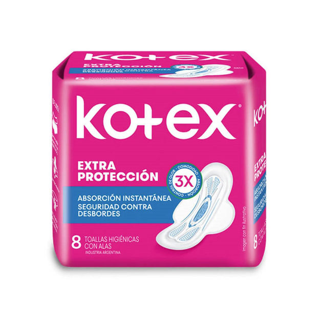 Imagen de Toallas Femeninas Kotex Extra Protección 8 unidades